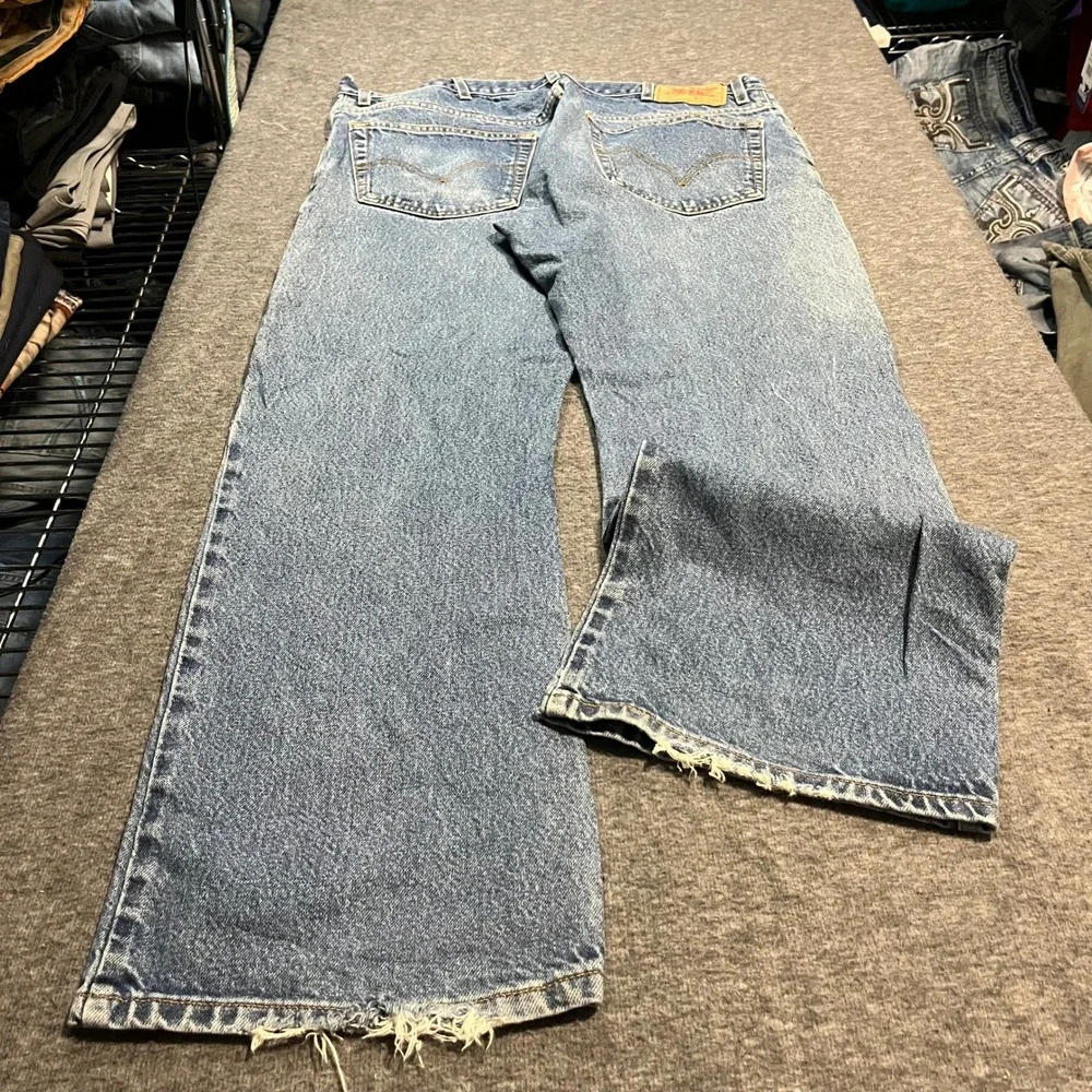 Levis 517 Mens Bootcut Jeans W40 L30 Medium Wash Distressed Blue Denim Flare